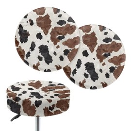 PCSJRKG - Juego de 2 fundas redondas para taburetes de bar con estampado de vaca, cómodas, fundas elásticas y extraíbles, para silla, fundas de asiento de taburete, fundas de cojín para taburetes,