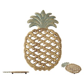 Comfify Cast Iron Pineapple Trivet - Decorative Cast Iron Trivet For Kitchen Or Dining Table - Vintage, Rustic Design - Protect your Countertop from Hot Dishes - With Rubber Pegs/Feet - Recycled Metal