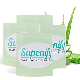 Base de jabón de aloe vera para derretir y verter de Saponify de 4 lb, base de jabón de aloe vera puro que mejora la piel, fácil de usar              