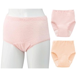 [Made in Japan] 2 Colors 2-Piece Set of 2 Incontinence Pants, Urinary Leak Pants, Water Absorbency, 3.4 fl oz (100 cc), 100% Cotton, Ripple Fabric, Incontinence Shorts, Safety Shorts, Women's,