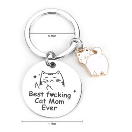 MUCOOS Cat Keychain,Cat Mom Keychain, Cat Lover Keychain, Cute Cat Gifts for Women, Animal Lovers, Stainless Steel Cat Keychain for Birthday, Mother's Day, Christmas, Cat Mom Gifts for Women