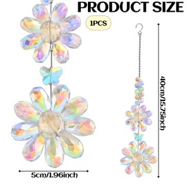 Sun Catcher Window Sun Catchers, Flower Sun Catcher Crystals, Window Rainbow Maker Crystal Hanging Decor for Garden Wedding Curtains Decoration(Light Multicolor)
