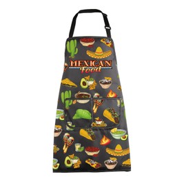 MBMSO Mexican Food Apron Mexican Gifts for Mexican Chef Kitchen Apron Mexican Food Lovers Gifts Mexican Apron with Pockets, Mexican Apron-b, Standard