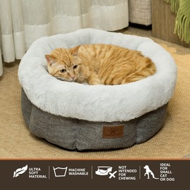Cat Beds for Indoor Cats,Small Dog Bed,Cuddler Dog Beds,Calming Dog Bed Donut,Soft Anxiety Cozy Pet Beds,Puppy Bed for Small/Medium Dogs Washable Round in Grey Color,WINDRACING PET