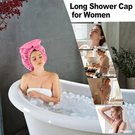 Elebox Gorro Ducha Extragrande Trenzas Cabello Rizado Rastas Gorros Largos Impermeables Reutilizables Mujeres Baño Natación Cocina Limpieza Spa