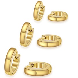 ADAIER Iced Out Hoop Earrings Cubic Zirconia Huggie Cartilage Cuff Stainless Steel Earrings Hypoallergenic Hoop Huggie Earrings For Men Women SE-33, F, Stainless Steel, No Gemstone