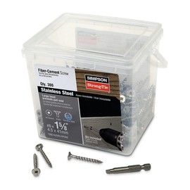 Simpson Strong-Tie T08C162WQ-RP300 Fiber-Cement Screw #8 x 1-5/8 in. #2 Square Wafer-Head, Type 316 (300-Qty)