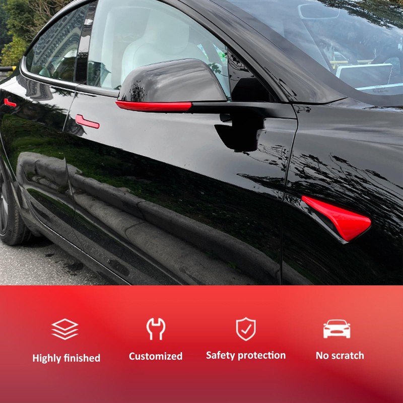 YJMOTOR Fit Ttesl Model Y Side Mirror Trim Strip Compatible