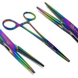 Plasma Galaxy Rainbow Multi Color Mosquito Hemostat Forceps 5.5" (14cm) Straight, Stainless Steel (Pack of 1)