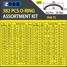 ZDBB 382 Pieces 30 Sizes SAE Viton O Ring Assortment Kit for Aviation Car Engines Cylinder Hydraulic Plumbing Various Industry with 4 Pieces Pick and Hook Set
