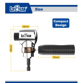 LABEAR - Right Angle Adapter, 2-in-1 Attachment, Easily Swap Out 1/4-inch Drive Bits