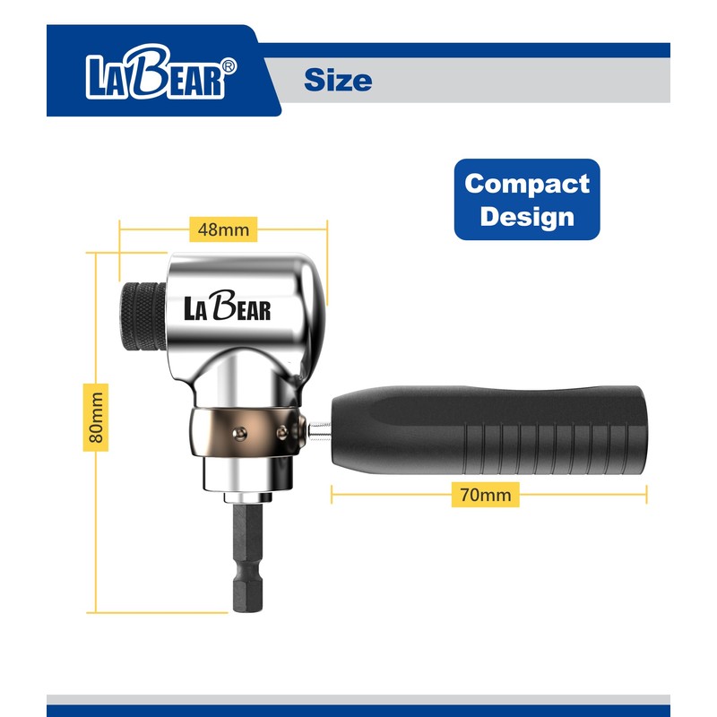 LABEAR - Right Angle Adapter, 2-in-1 Attachment, Easily Swap Out