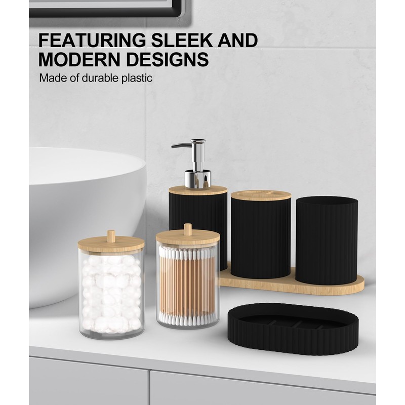 22Pcs Matte Black Bathroom Accessories Set Shower Curtain Decor Kit