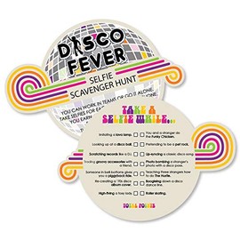 70's Disco - Selfie Scavenger Hunt - 1970s Disco Fever Party Game - Set of 12