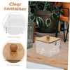 STOBAZA Makeup Cotton Organizer Container with Wooden Lid Elegant Storage