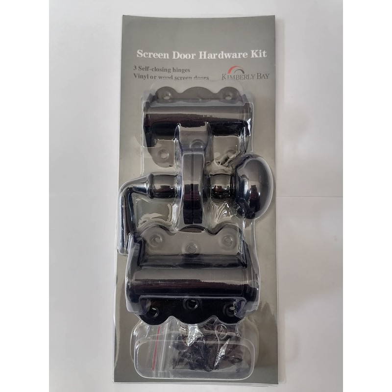 Kimberly Bay Screen Door Hardware Kit with Self-Closing Hinges, Black