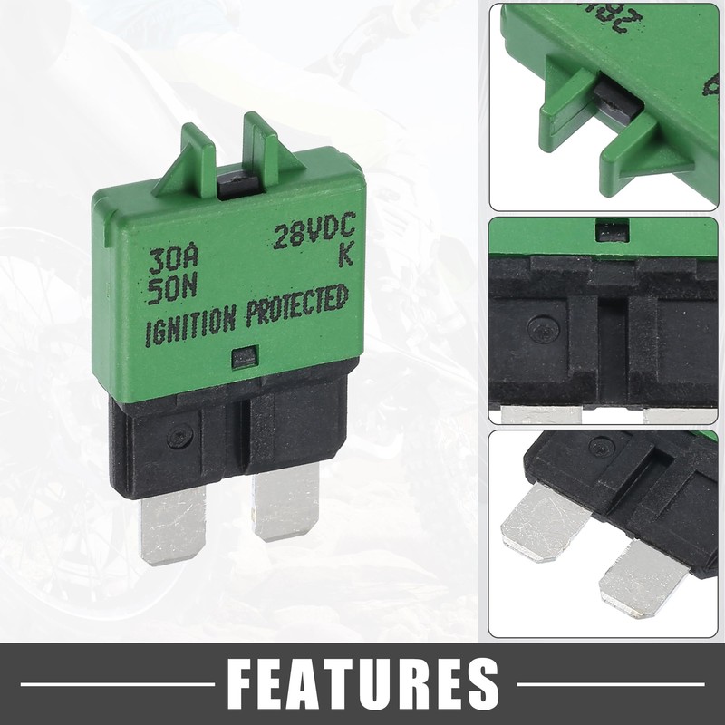 A ABSOPRO Vehicle Marine Metal Grain 30A 28V Manual Resettable
