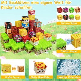 Magnetic Building Blocks, STEM Montessori Build Mine Magnet World Set, Sensory Magnetic Toy, Gifts for Boys and Girls from 3 Years