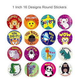 allydrew 1 Inch Reward, Birthday, Thank You Stickers for Teachers, Students, Classrooms, Party Favors, Gifts, Boxes & Bags (1000pcs), Awesome Animals