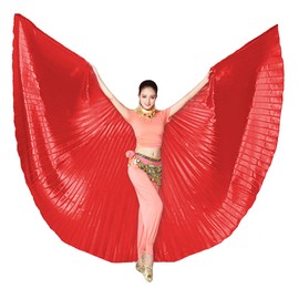 Nimiman Women Egyptian Professional Belly Dance Costume Wings with Sticks (Red)