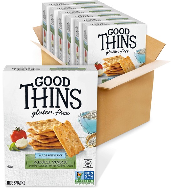 Good Thins Garden Veggie Rice Snacks Gluten Free Crackers, 6 - 3.5 oz Boxes