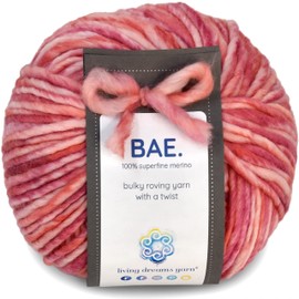 BAE by Living Dreams Yarn. Cuddly, Strong & Super Soft for Next to Skin Winter Knits. 100% Extrafine Merino Bulky Roving Yarn, Mon Amour