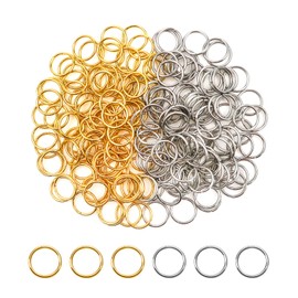 TOAOB 200pcs Stainless Steel Open Jump Rings Silver and Gold Tone O Rings Connector 10mm for DIY Craft Necklaces Bracelet Pendant Keychains Jewelry Making