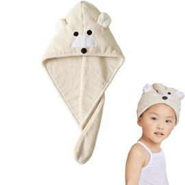 Girls' Absorbent Hair Towel Wrap Kids Hair Drying Wrap Towel Hat Cute Cartoon Turban Towel with Button Anti-Frizz Wet Hair Shower Cap Quick Drying Head Towel Cap for 0-9 Years Long Curly Thick Hair