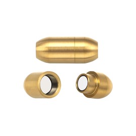 Linsoir Beads Stainless Steel Magnetic Clasp Inner Hole 3mm/4mm/5mm/6mm/8mm Glue-in Jewelry Clasp (Inner Hole Size=6mm, Gold Tone)
