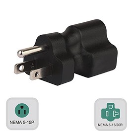 Strhowill Nema 5-15P to 5-15R/5-20R AC Power Adapter 15 Amp Household AC Plug to 20 Amp T Blade Power Adapter (5-15P to 5-15R & 5-20R)