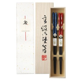 Couples Chopsticks Pair Kamakura Turtle Shell Paulownia Box Included [Mizuhiki Seal Celebration] Chopsticks Pair Matching 2 Pairs Chopsticks Set Tableware Cutlery Present Gift (Mizuhiki Seal