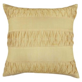 S4Sassy Home Decorative Square Cushion Cover Beaded Designer Beige Indian Pillow Case - 14 x 14 Inches