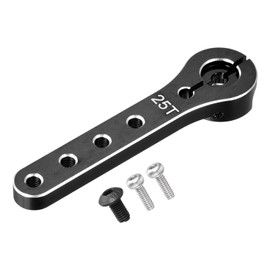 MECCANIXITY Aluminum Servo Horn 25T Extension Steering Arm 56mm Length Black Suitable for DIY RC Car/Boat/AirplanesBoat Model Accessories with M2 & M3 Screws