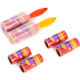 Pack of 2 lint rollers, 2 rods with 6 rolls, total 180 sheets, for all textiles and surfaces