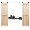 CCJH 16FT Sliding Track Double Barn Door Hardware Kit,Heavy Duty,T-Shaped