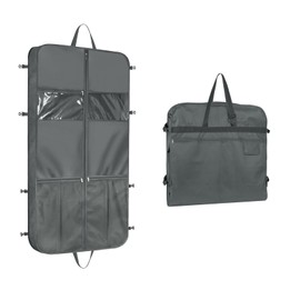 Univivi Large Suit Carrier, 48" Suit Bag with 5 Zip Pockets, Suit Carriers for Men for Travel with Adjustable Handles, Heavy Duty 600D Oxford Foldable Waterproof Garment Bags for Travel, Grey