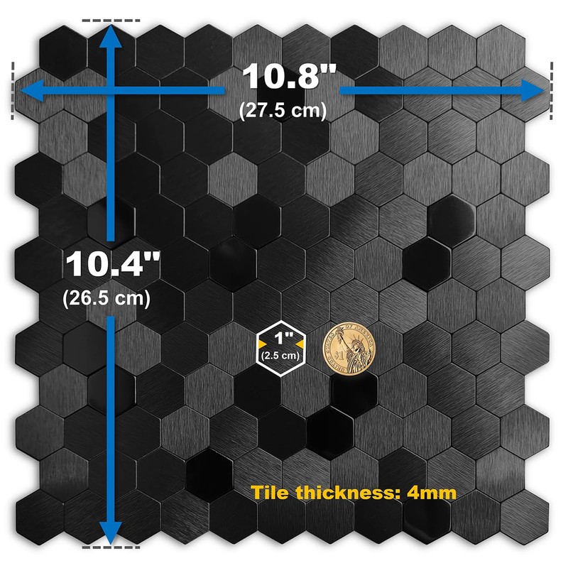 QMARK Peel and Stick Tiles for Kitchen, Self-Adhesive Metal Backsplash