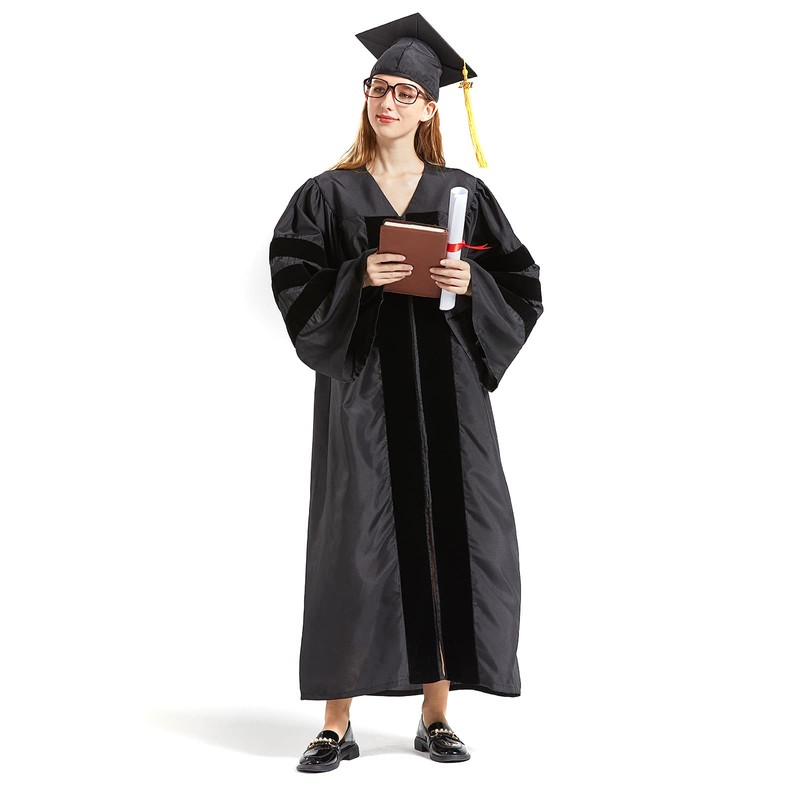 GRADWYSE Doctoral Cap and Gown 2024 Golden Tassel for PhD