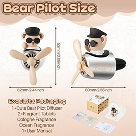 Bear Pilot - Ambientador para coche, bonito difusor giratorio de hélice, ambientadores de ventilación, adornos de aromaterapia, accesorios de coche, ambientadores para automóviles (estilo encantador)