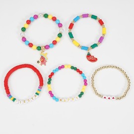 Twinfree Cinco De Mayo Bracelets for Women Mexican Fiesta Beaded Bracelet, Pinata Sombrero Maraca Charm Bracelets Adorable Mexican Accessory Fiesta Party Favors