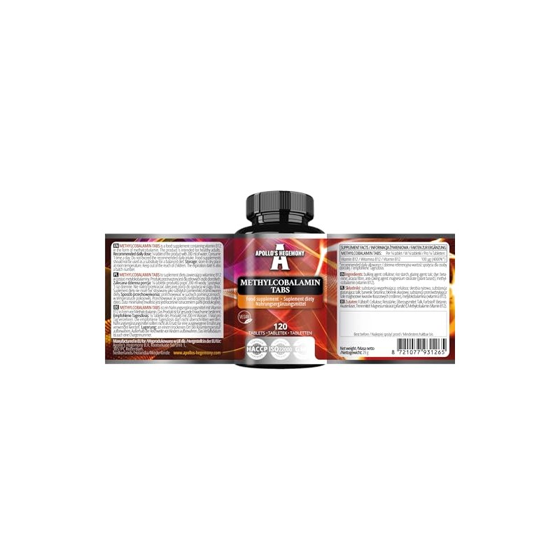 Methylcobalamin B12 100 mcg- 120 Vegan Tablets | 480 Servings