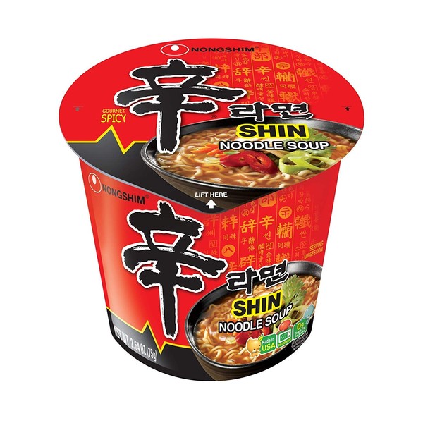 Nongshim Shin Spicy Ramen Instant Gourmet Cup Noodle 2.64 Ounce (Pack of 6)