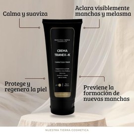 Nuestra Tierra Cosmetica Crema Tranex-K Despigmentante con cido Tranexmico, Kjico, Ferlico y Melatonina, Crema Facial y Corporal Sin Aceites, pH 4.0, 