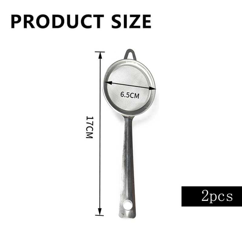2 Pcs Tea Strainer Fine Mesh - Stainless Steel Metal