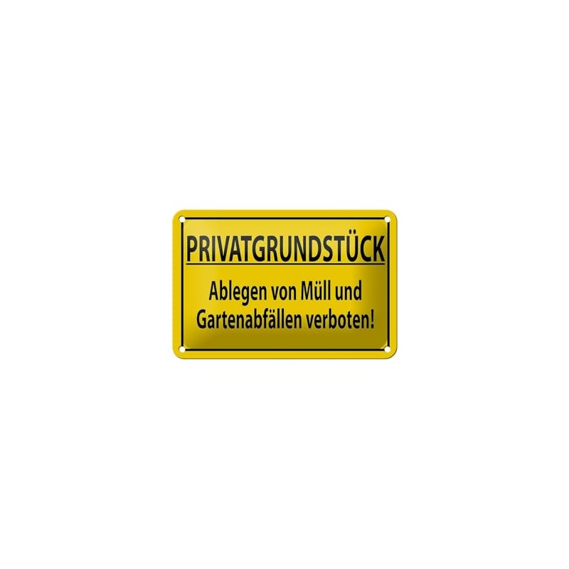 DekoNo7 Tin Sign 18 x 12 cm Warning Sign "Privatgrundstück.