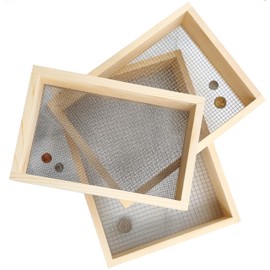 Wood Soil Sifter Metal Dirt Sifter Purpose Garden Sifter Rock Sifter Compost Sifter for Gardening ﻿ (3 Pcs Sifter)