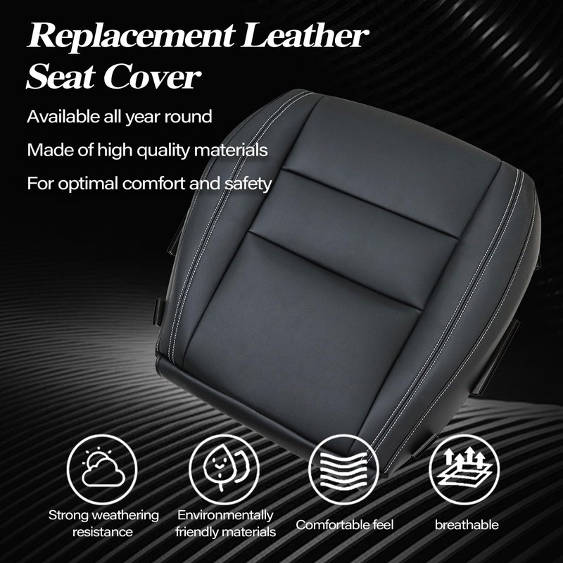 SecosAutoparts Front Driver Side Bottom Non-Perforated Leather Replacement Seat Cover
