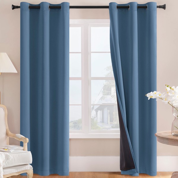 Rutterllow Total Blackout Curtains 2 Panels - Thermal Insulate Double
