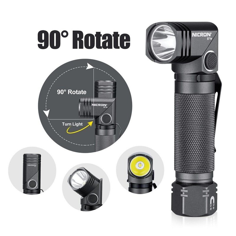 NICRON 1300 Lumens 6 Modes LED 90 Degree Rechargeable Magnetic