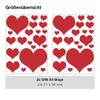 Set of 40 Heart Wall Stickers with Heart Design Red